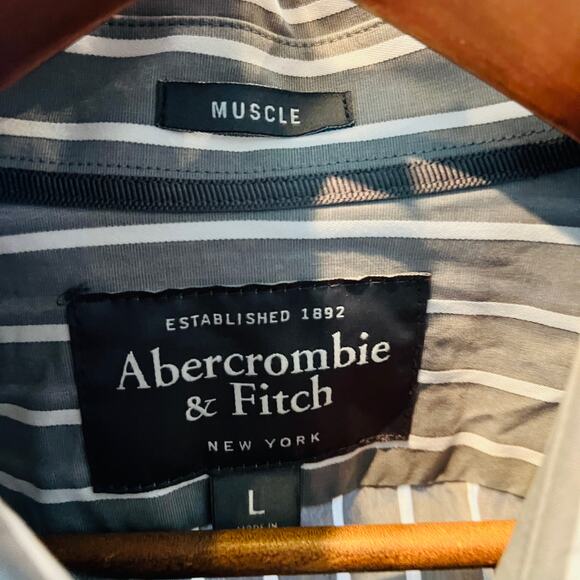 Abercrombie & Fitch Striped Button Up Muscle Shirt Stripe - L - Picture 6 of 6